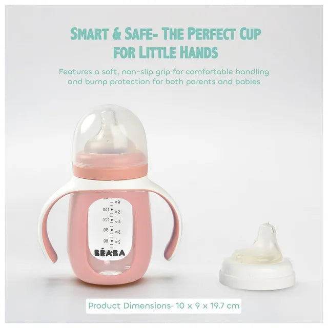 2-in-1 Learning Bottle 210ml+Silicone Sleeve Pink