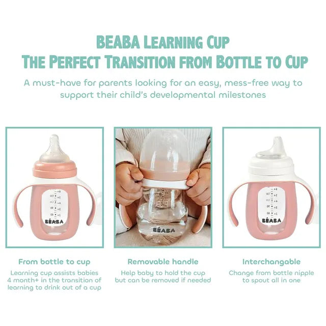 2-in-1 Learning Bottle 210ml+Silicone Sleeve Pink