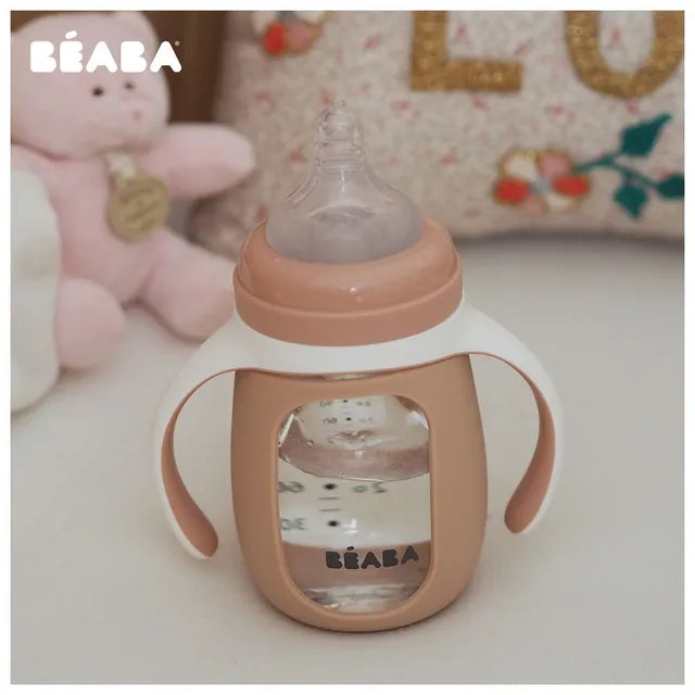 2-in-1 Learning Bottle 210ml+Silicone Sleeve Pink