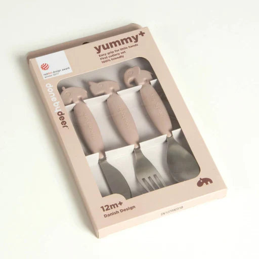 YummyPlus Easy Grip Cutlery Set Deer Fiends Grey