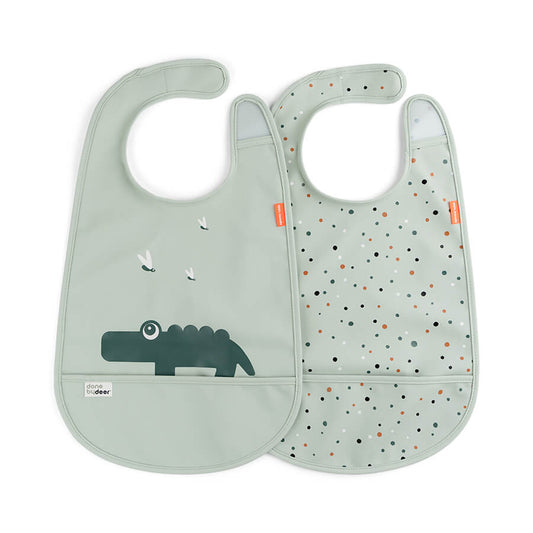 Bib with velcro 2-pack - Croco- Green