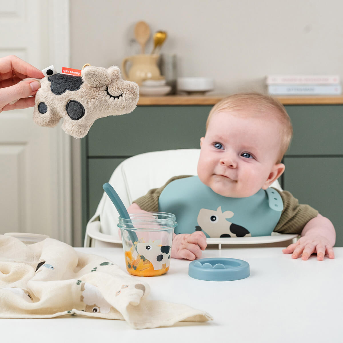 Baby food container 2-pack Tiny farm Blue