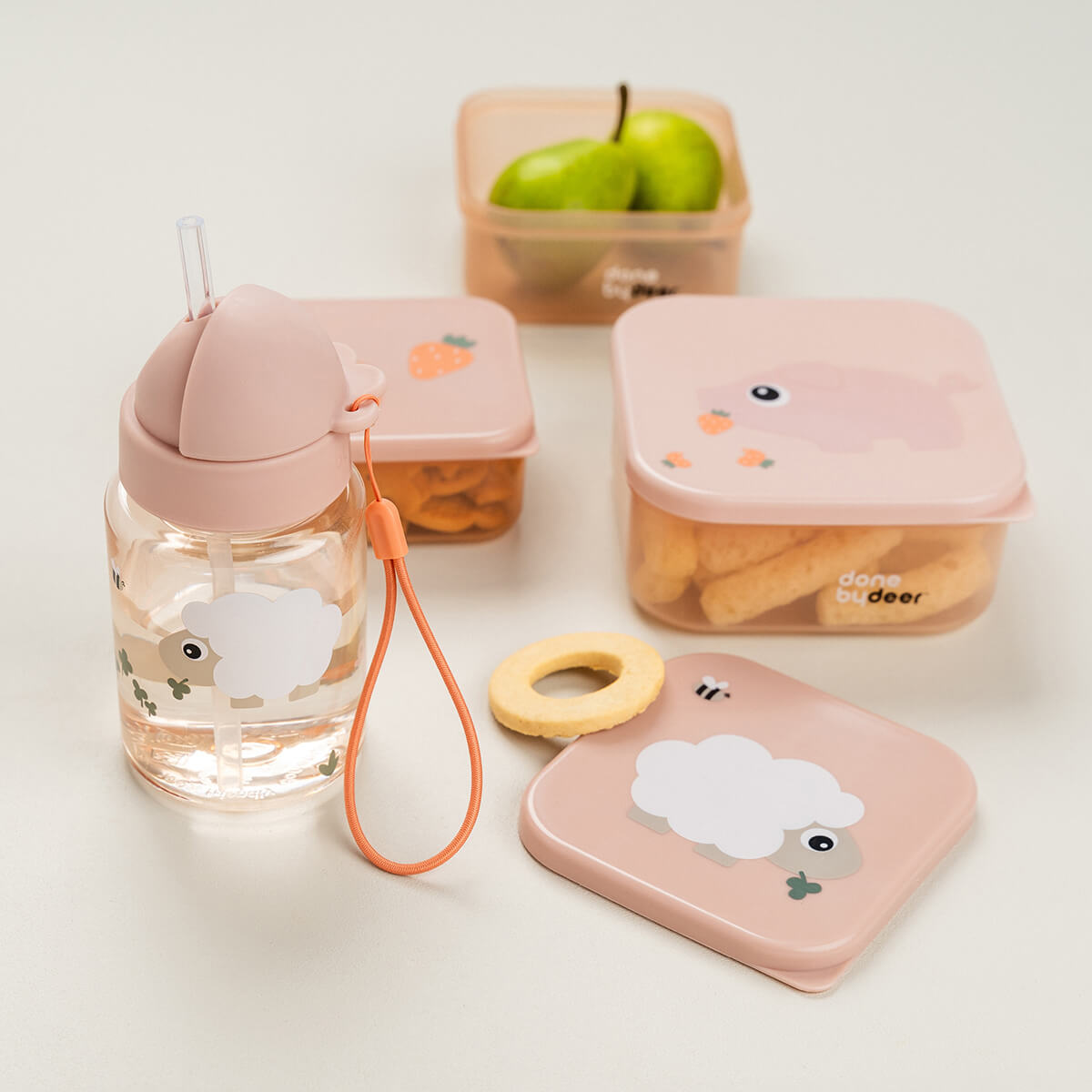 Straw bottle - Tiny farm - Powder - 280 ml