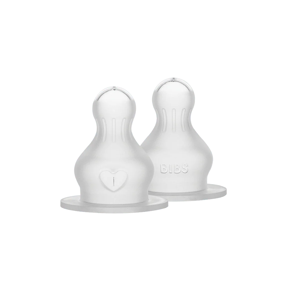 BIBS Baby Bottle Nipple Round Silicone 2 Pack Fast Flow