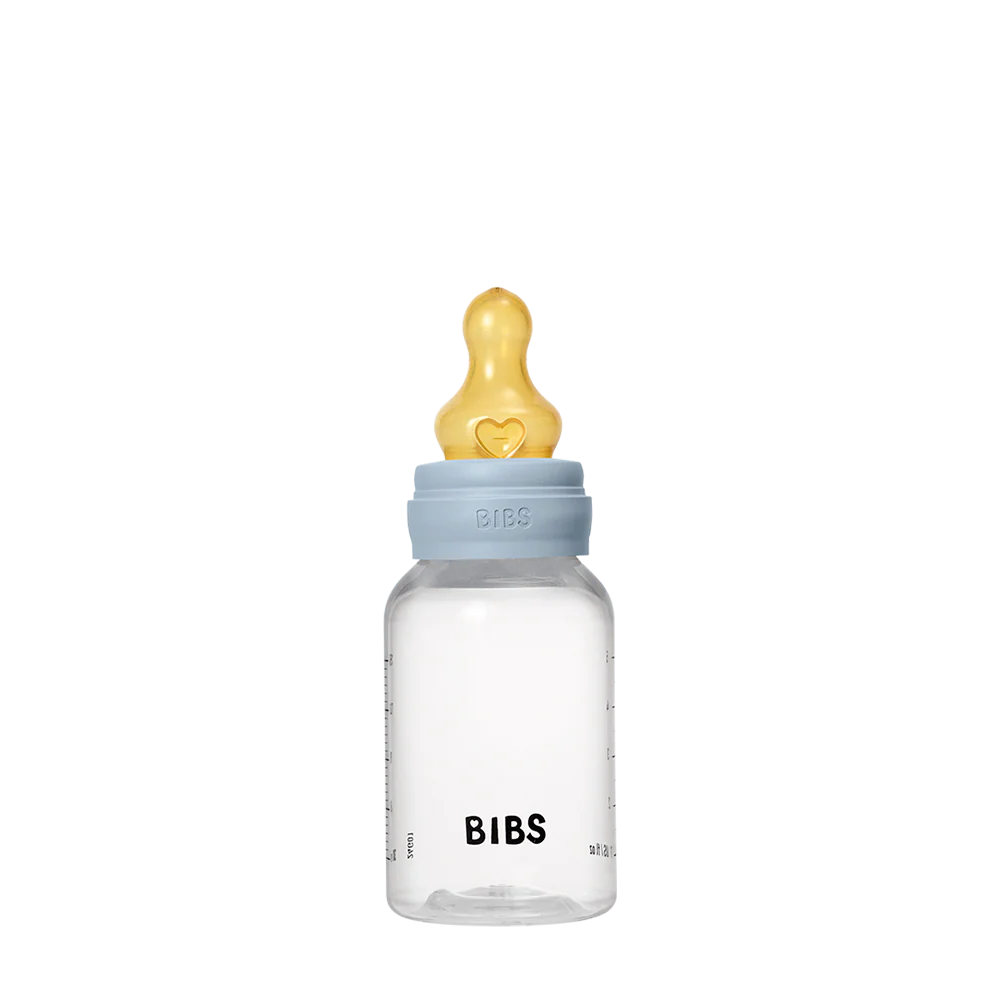 BIBS Baby Bottle Round Nipple Latex 1 Pack 150 Ml Slow Flow Baby Blue
