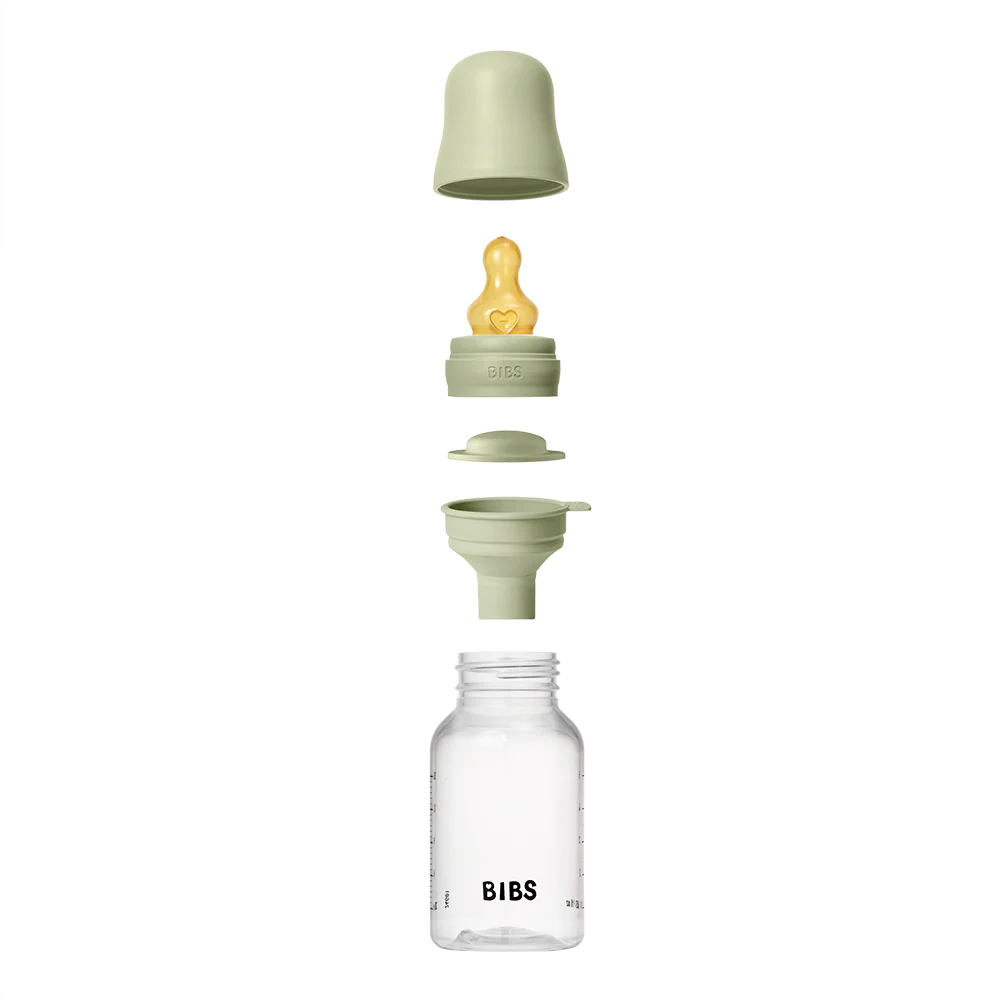 BIBS Baby Bottle Round Nipple Latex 1 Pack 150 Ml Slow Flow Sage