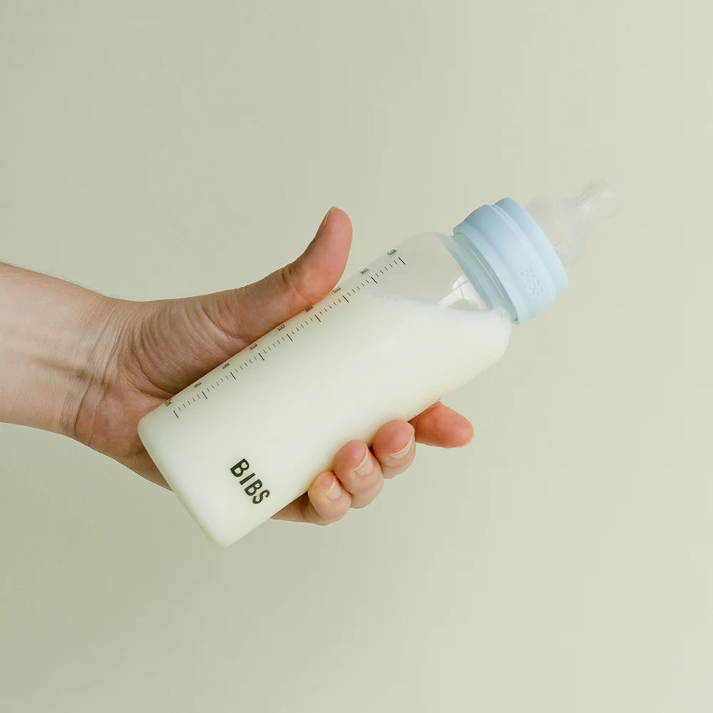 BIBS Baby Bottle Round Nipple Latex 1 Pack 270 Ml Medium Flow Baby Blue