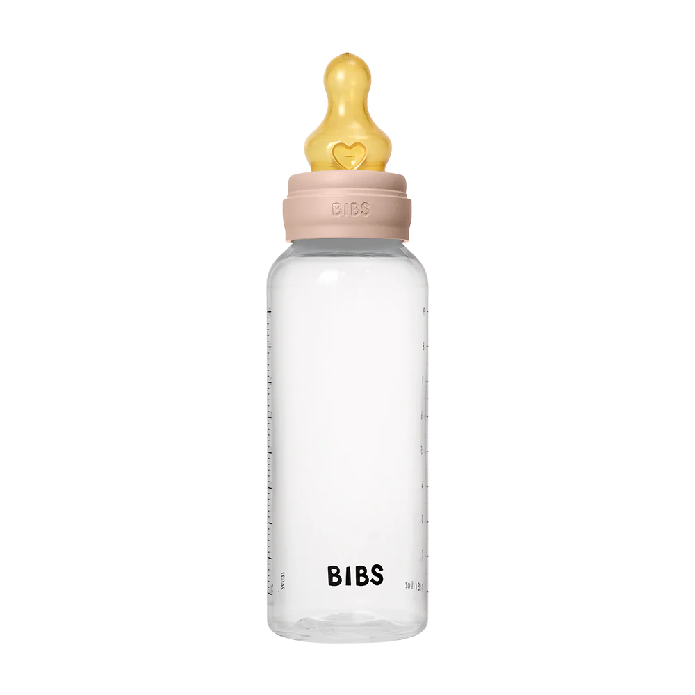 BIBS Baby Bottle Round Nipple Latex 1 Pack 270 Ml Medium Flow Blush