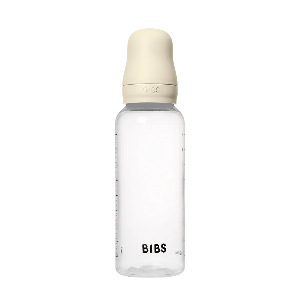 BIBS Baby Bottle Round Nipple Latex 1 Pack 270 Ml Medium Flow Ivory