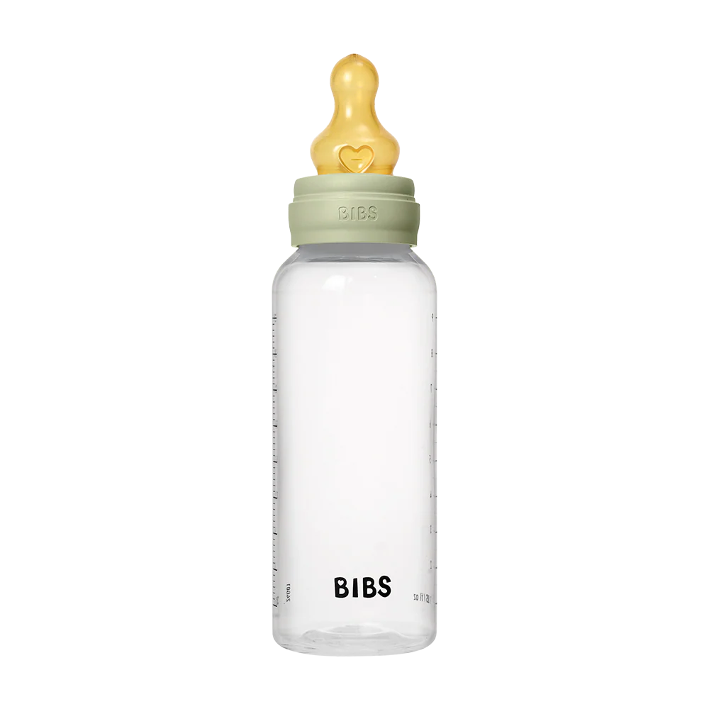 BIBS Baby Bottle Round Nipple Latex 1 Pack 270 Ml Medium Flow Sage