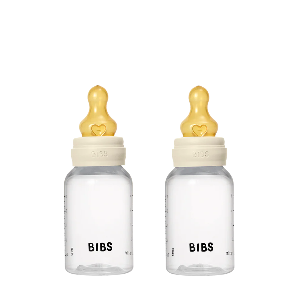BIBS Baby Bottle Round Nipple Latex 2 Pack 150 Ml Slow Flow Ivory