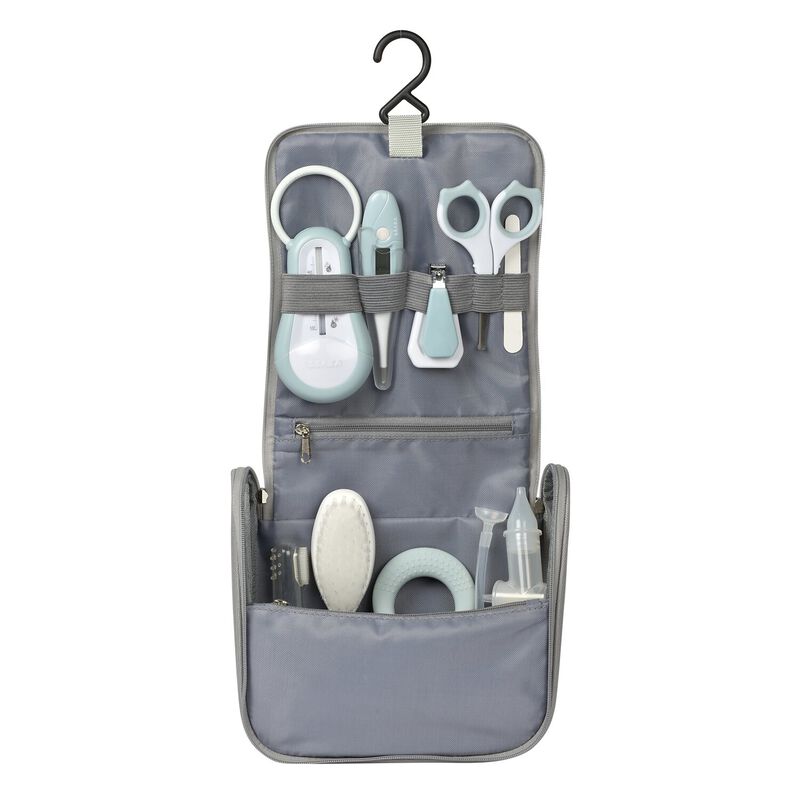 Hanging Toiletry Pouch With 9 Accessories - green blue