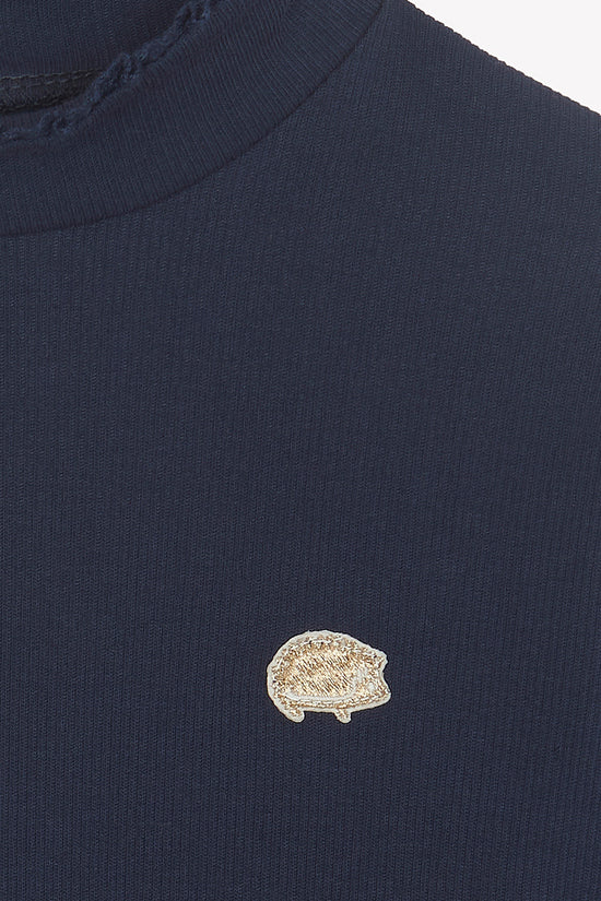 Under Sweater Navy cotton Chimney collar