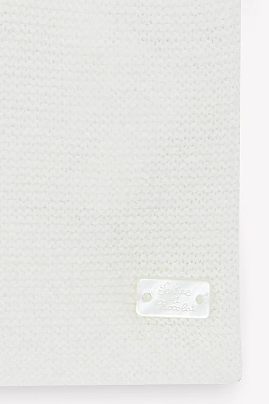 Cardigan Ecru cotton Round neck braided