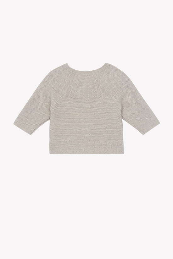 Cardigan Beige cotton heather Round neck braided