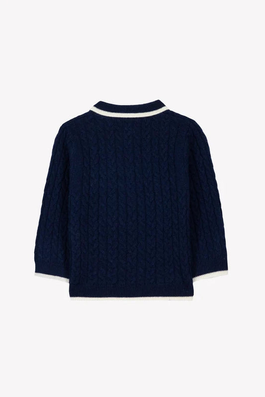 Sweater Navy wool cable knitwear