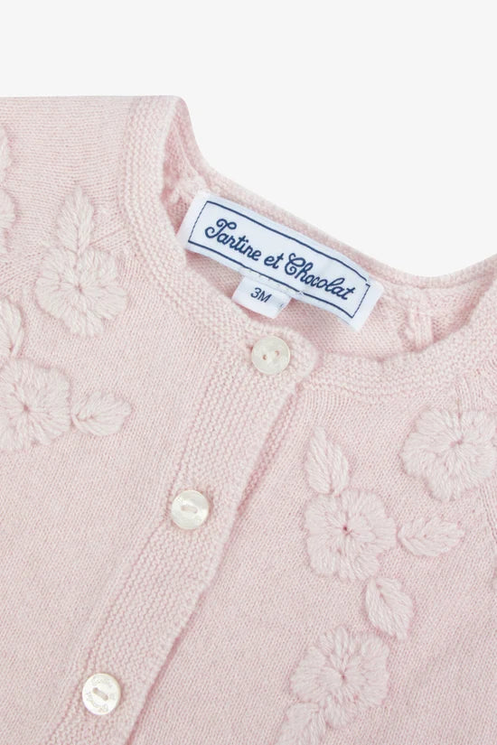 Cardigan Rosée wool floral embroidery
