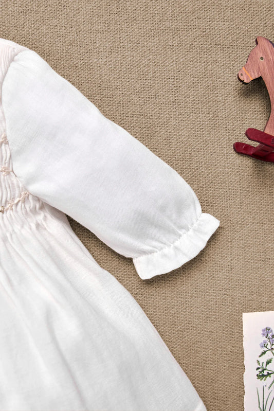 Dress Ecru cotton round neck