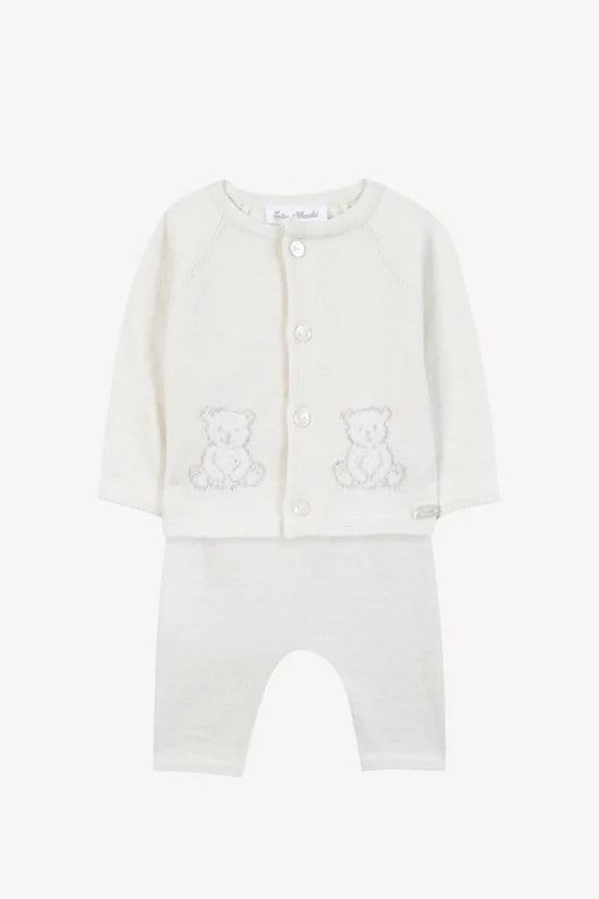 Long outfit Mottled Beige cotton buttons