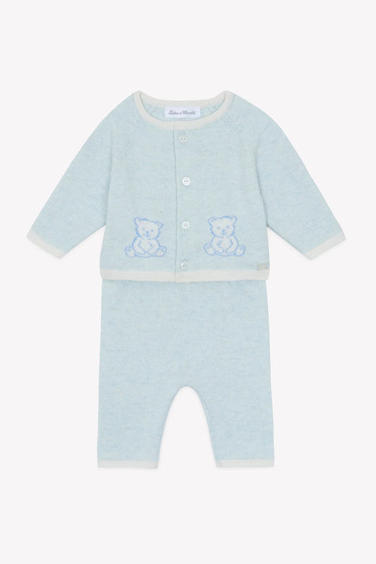 Long outfit Sky-blue cotton with buttons