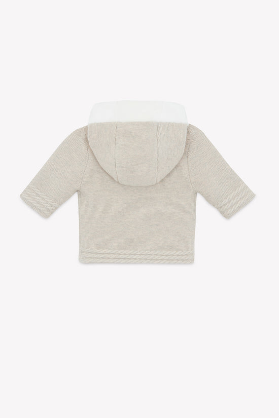 Coat Beige mottled cable-knit