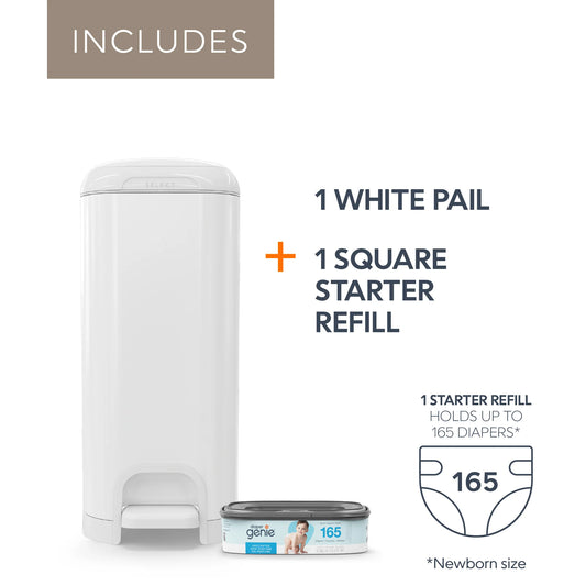 Diaper Genie Select Odor Lock Stainless Steel Pail White