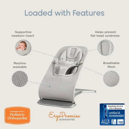 Ergobaby Evolve Bouncer Mesh Light Grey