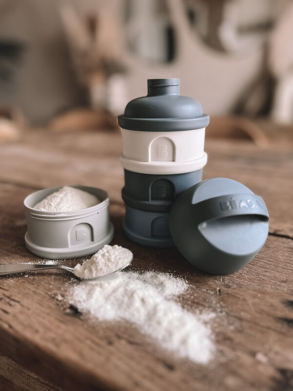 Formula Milk Container - 4 Compartments - Mineral grey / blue