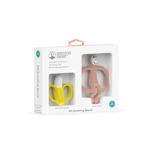 Pink Banana & Monkey Teether Gift Set