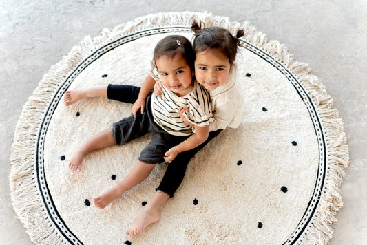 Anna Cream Dot Rug 110x110cm