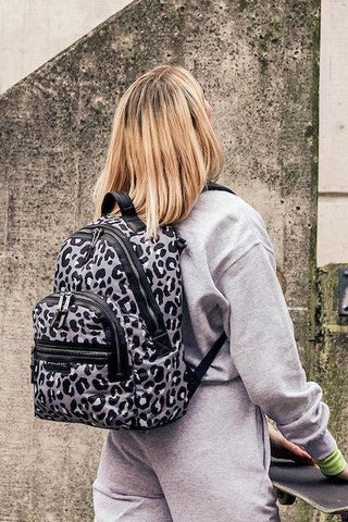 Elwood Changing Backpack Grey/black leopard print