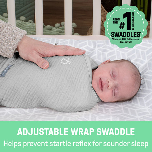 SwaddleME - Muslin Original Swaddle Size 0-3 months, 1pk - Granite