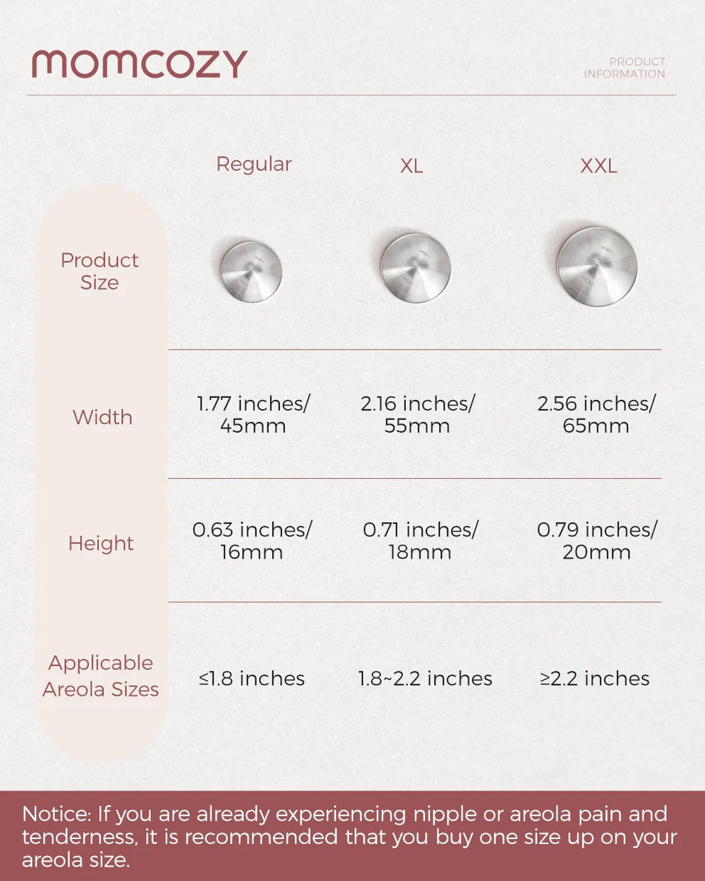 Momcozy - Pure Silver Nipple Shield| size xxl-65mm