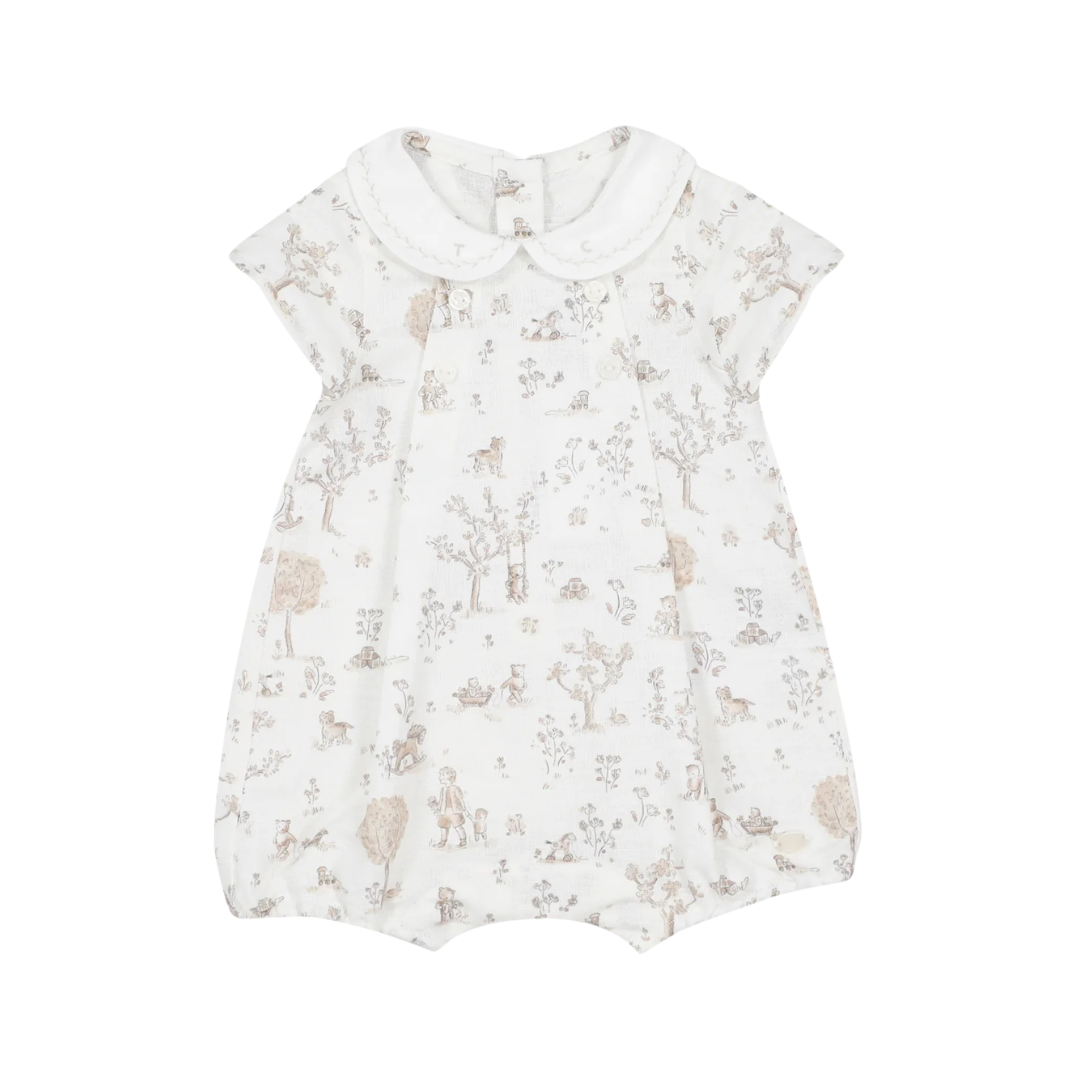 printed cotton and linen romper