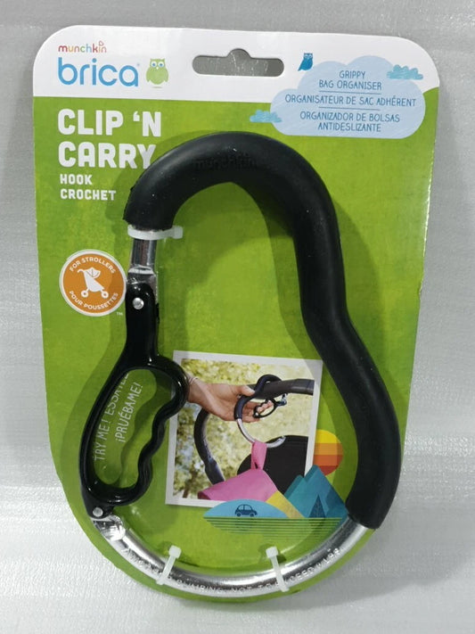 Munchkin Clip and Carry Pushchair Hook, Heavy Duty Aluminium, Black