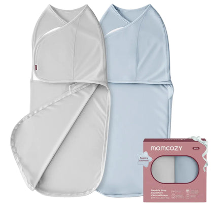 Momcozy - Swaddle Blanket | 0-3M | 2-Pack | Gray-Blue