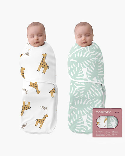 Momcozy - Swaddle Blanket | 0-3M | 2-Pack | Gray-Blue