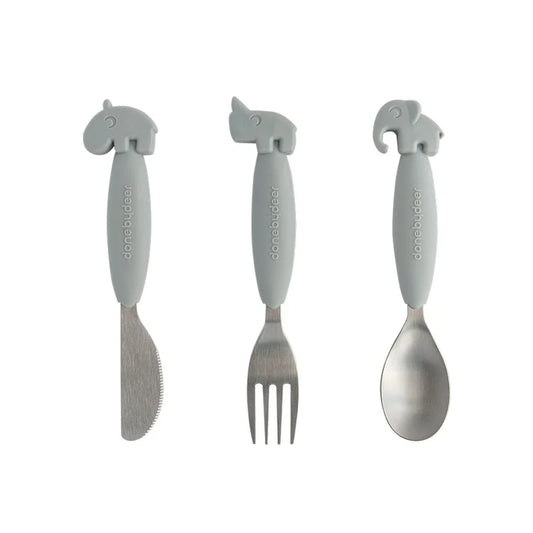 YummyPlus Easy Grip Cutlery Set Deer Fiends Grey