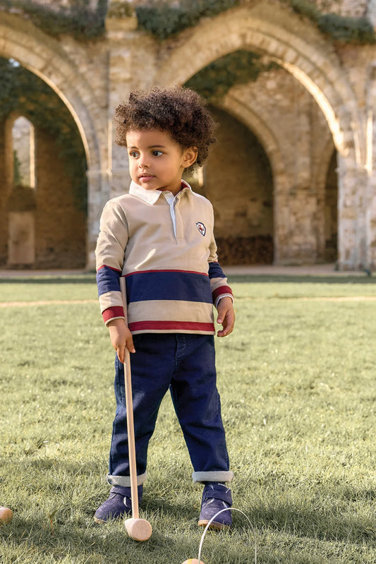 Polo Shirt Sand Pointed collar crest Embroidered