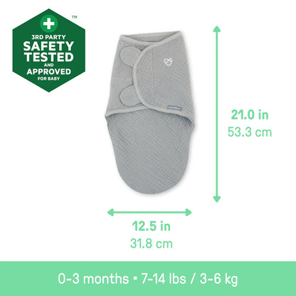 SwaddleME - Muslin Original Swaddle Size 0-3 months, 1pk - Granite