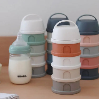 Beaba Formula Milk Container 4 Compartments - Cotton White Terracotta