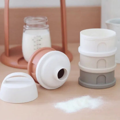 Beaba Formula Milk Container 4 Compartments - Cotton White Terracotta
