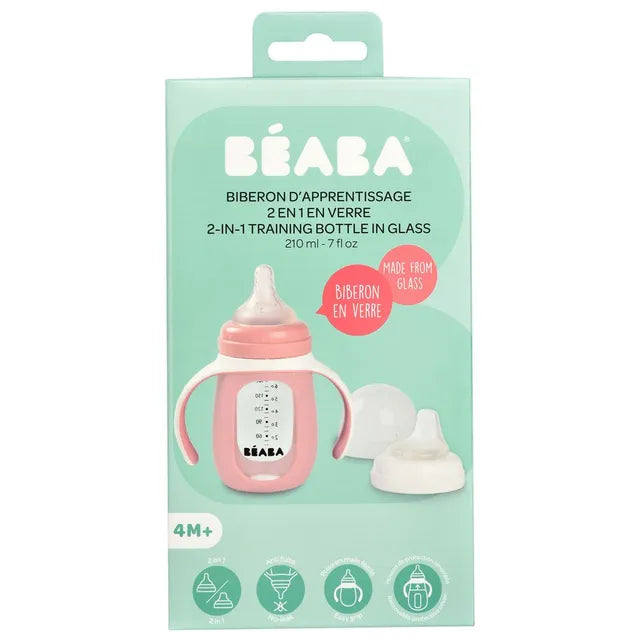 2-in-1 Learning Bottle 210ml+Silicone Sleeve Pink