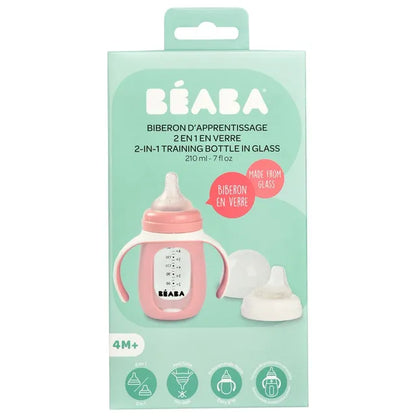 2-in-1 Learning Bottle 210ml+Silicone Sleeve Pink