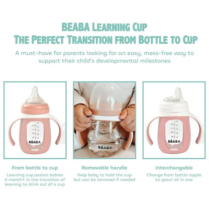 2-in-1 Learning Bottle 210ml+Silicone Sleeve Pink