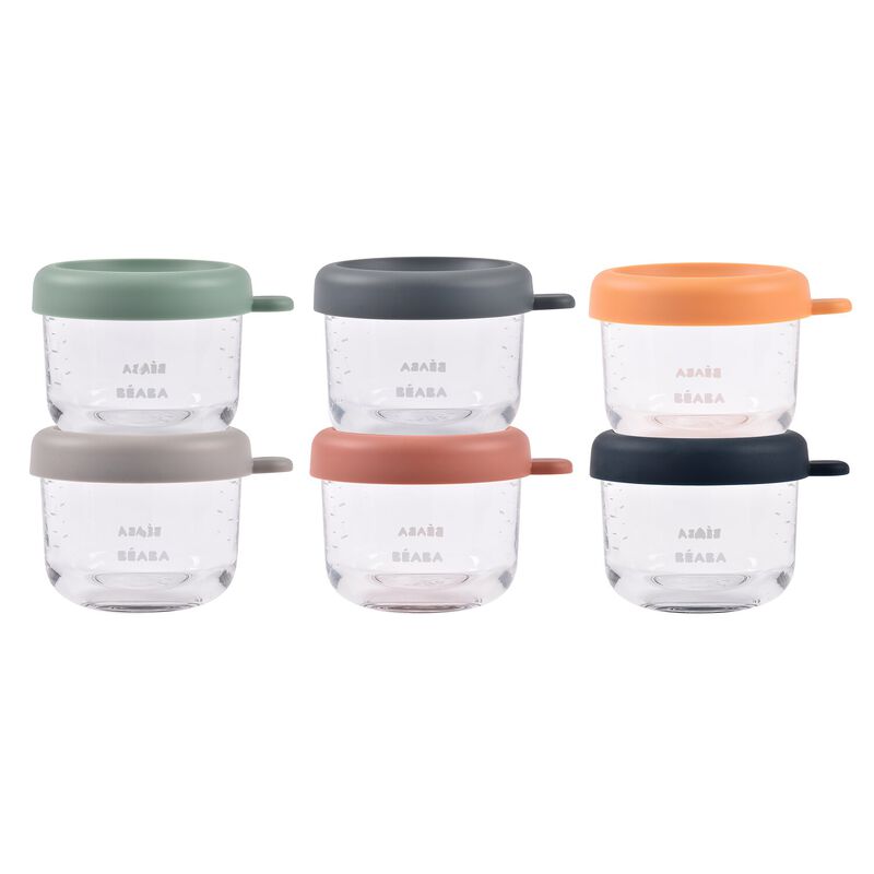 Beaba Conservation Jar Glass Set of 6 x 150ml Sunrise Color Mix