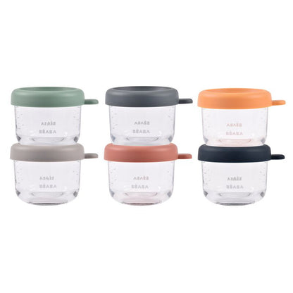 Beaba Conservation Jar Glass Set of 6 x 150ml Sunrise Color Mix