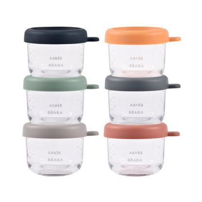 Beaba Conservation Jar Glass Set of 6 x 150ml Sunrise Color Mix