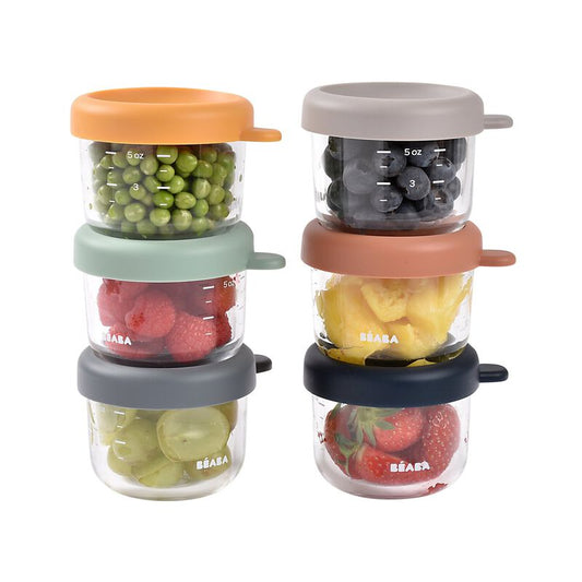 Beaba Conservation Jar Glass Set of 6 x 150ml Sunrise Color Mix