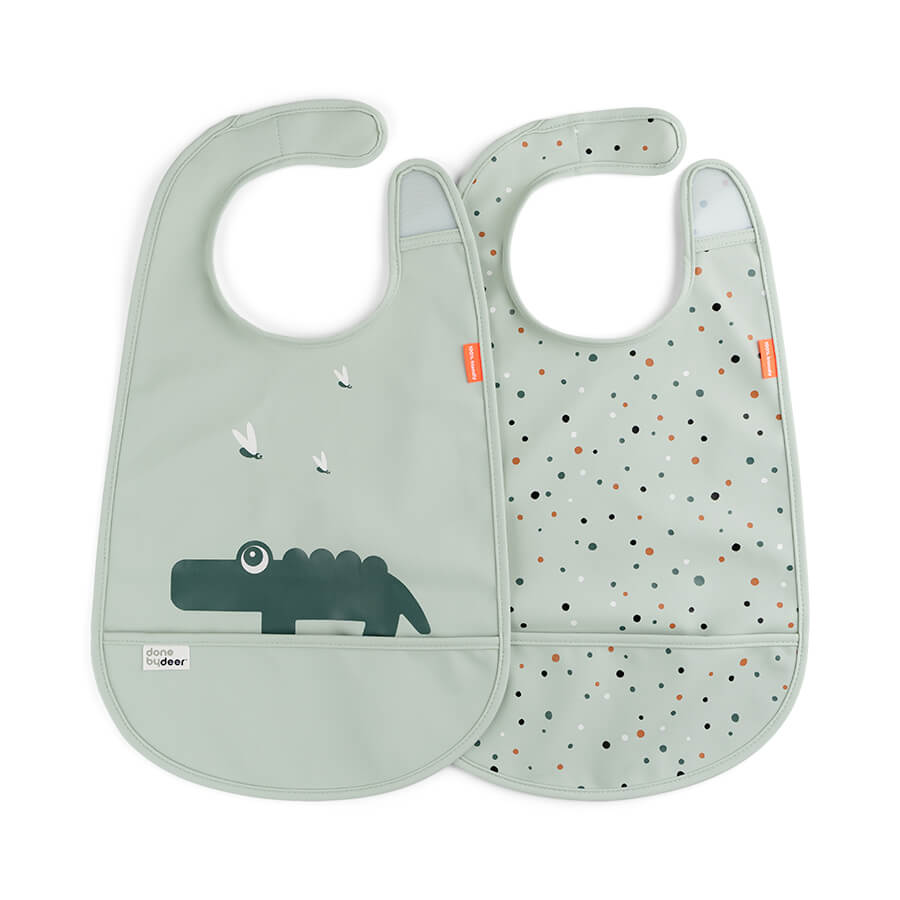 Bib with velcro 2-pack - Croco- Green
